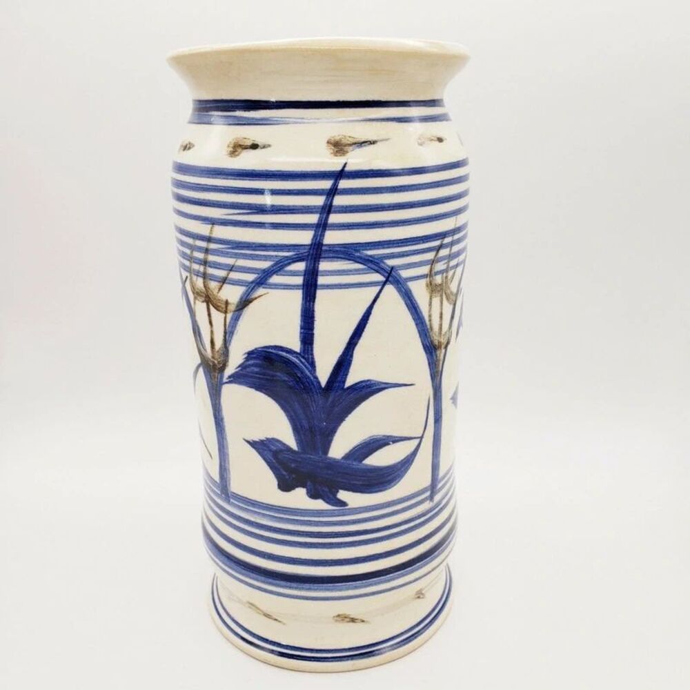 Jamestown Pottery Vase Vessel Cobalt Blue Signed 8"